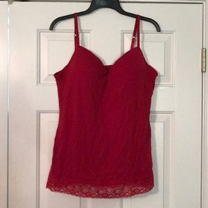 New Directions- Red Lace Spaghetti Strap Top.
